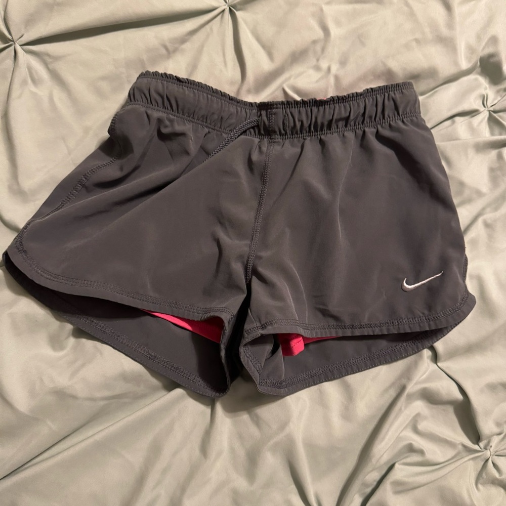 Nike Women's Charcoal and Pink Athletic Shorts
